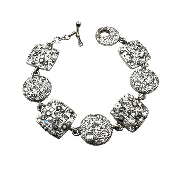 Patricia Locke Swarovski Crystal Silver Tone Toggle Bracelet 7 Inch - Picture 1 of 5